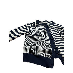 Nautica Black White Stripe Button Cardigan Size Large